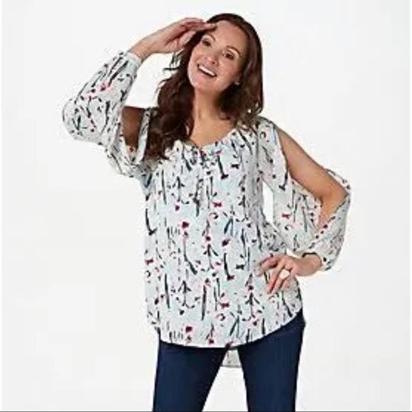 Haute Hippie Peach Floral Tribe Printed Long Sleeve Top Size Small - Picture 7 of 8